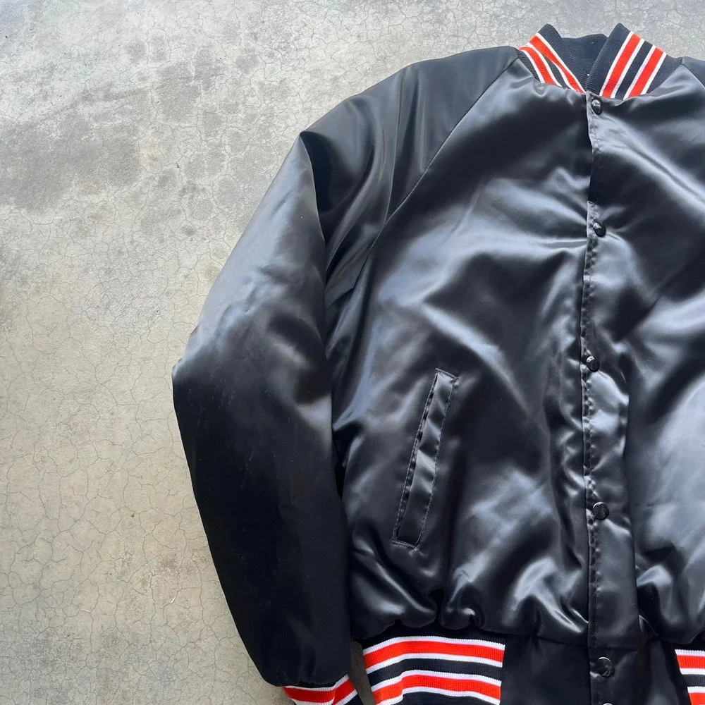 Vintage WestArk Idaho Falls Tigers Satin Varsity Jacket Mens Medium Black USA